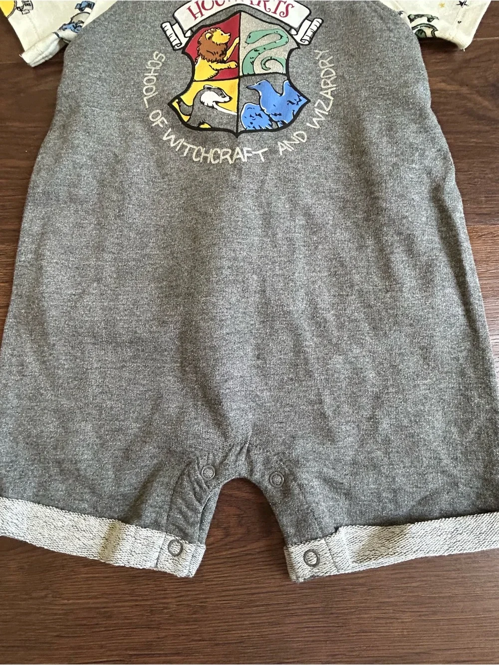 Harry Potter French Terry Short Overalls, T-Shirt, Hat Set 24m